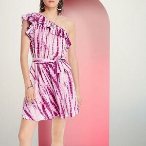 NWT LINI ‘Remi’ Ruffled Tie Dye Mini Dress in “Lavender & White” Size Small